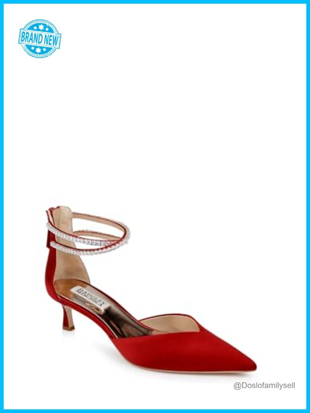 Kitten Heels Dual-Strapped Satin Leather Lined Formal Evening Pumps